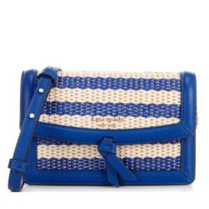 NWT kate spade new york Knott Leather Striped Woven Straw Crossbody Bag
